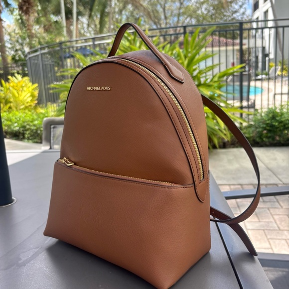 Michael Kors Handbags - $298 Michael Kors SHEILA MD BACKPACK Bag MK Brown Saffiano Leather Handbag Purse